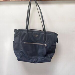Kate Spade New York Black Nylon Tote Bag With Leather Straps &‎ Gold Accents